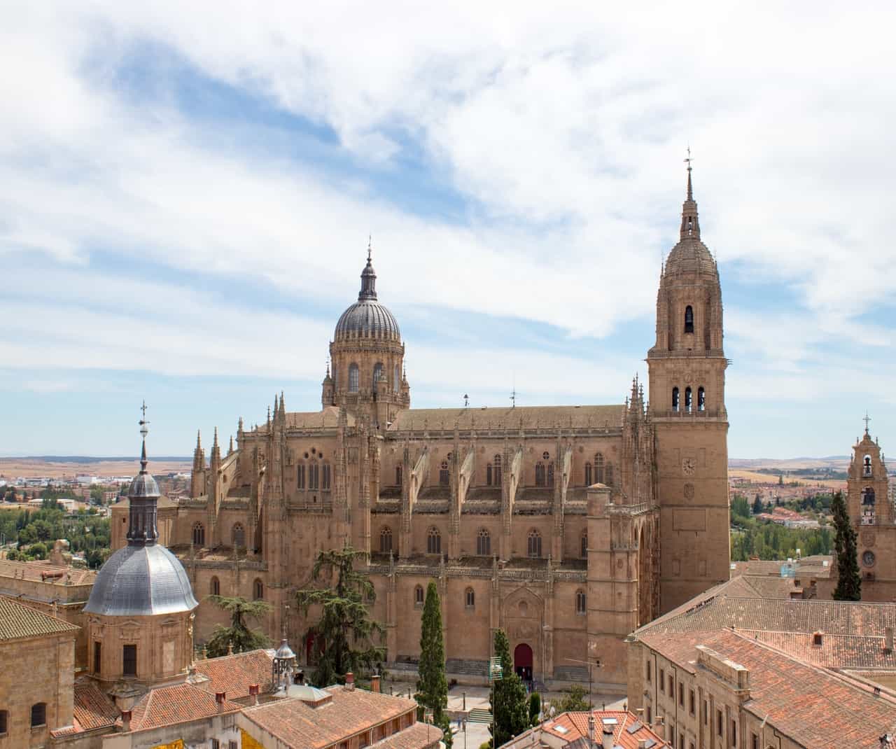 View of historical cathedral with towers and dome