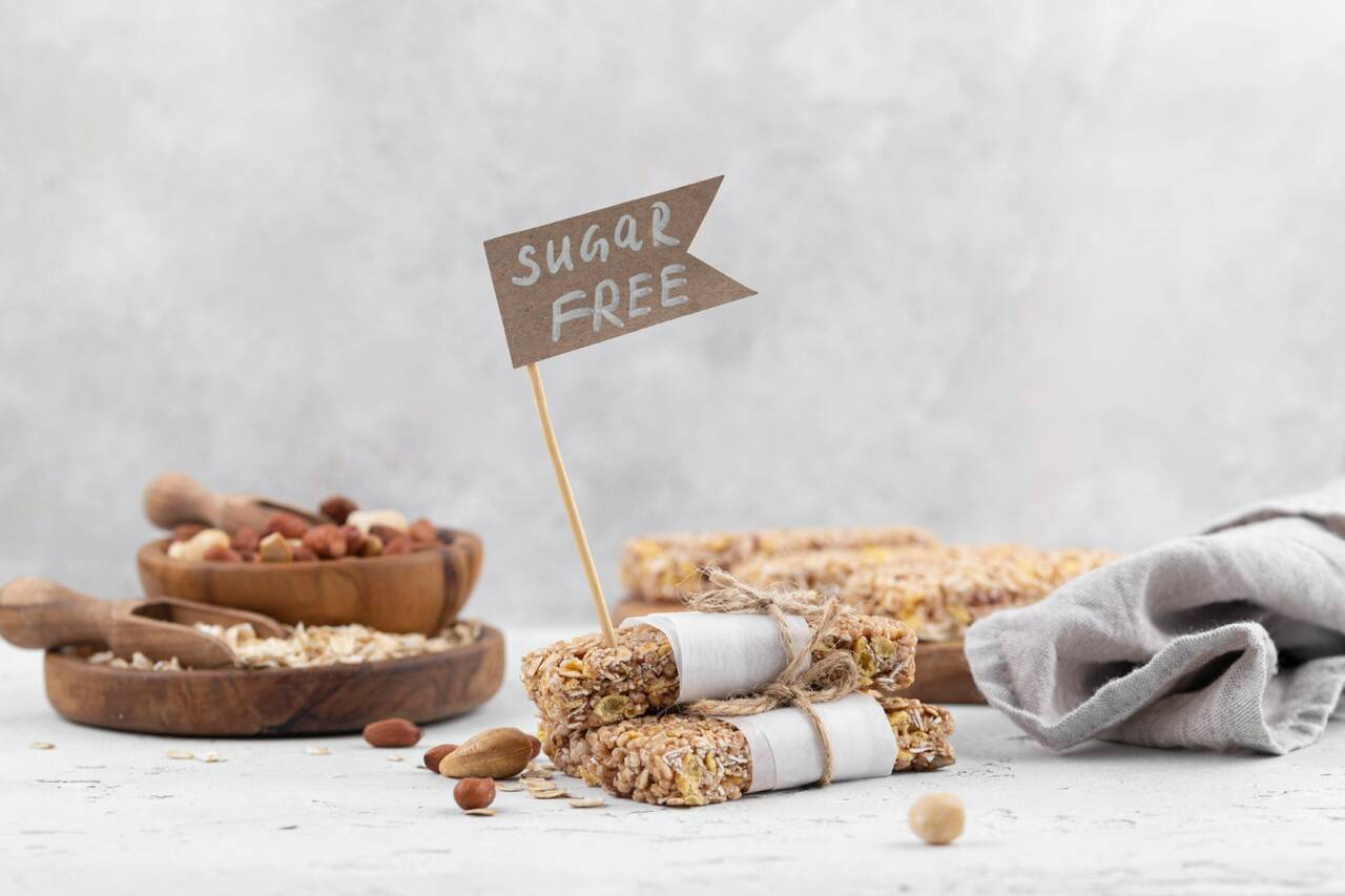 Granola bars with a "sugar free" flag