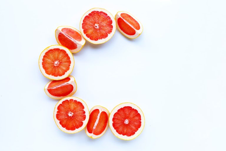 Grapefruit slices arranged in the shape of C