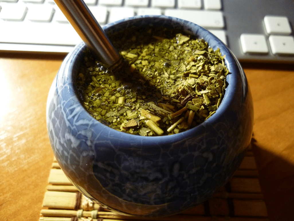 Cup of yerba mate with a straw