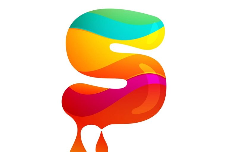 Colorful dripping letter "S" with vibrant layered design
