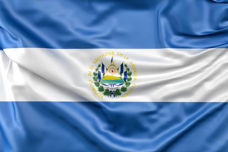 El Salvador national flag with coat of arms