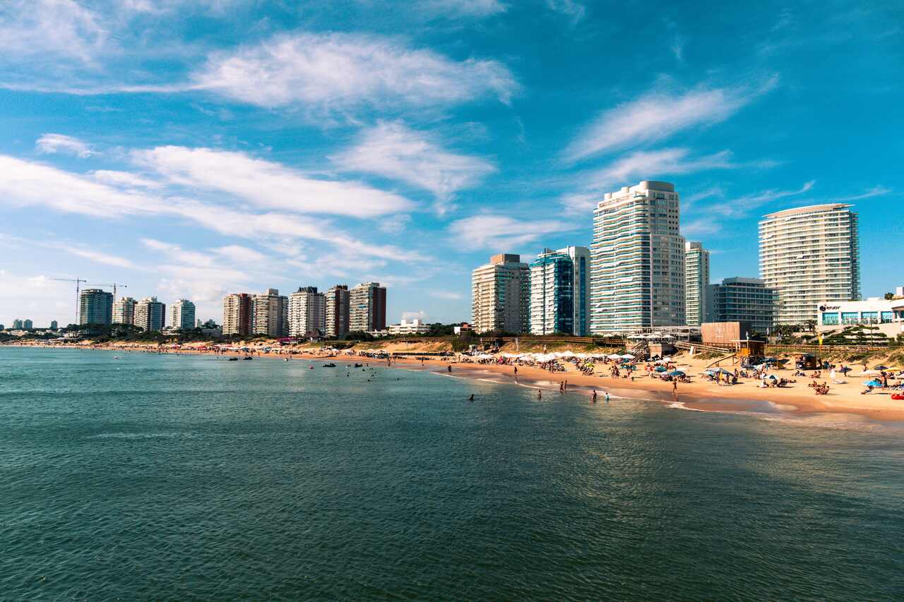 Skyline of beachfront buildings in Punta del Este